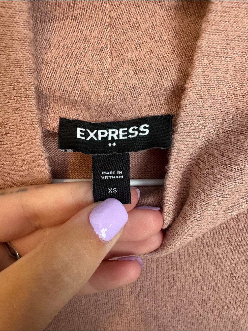 Express Cropped Cowl Neck Sweater - Mauve - Picture 2 of 5